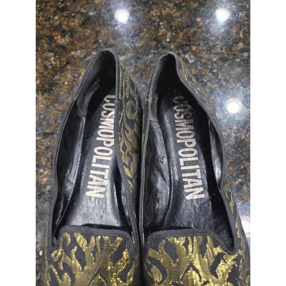 Cosmopolitan Ballet Shoes Women's Size 8.5M Black Gold Paisley Round Toe Slip On - Picture 7 of 10